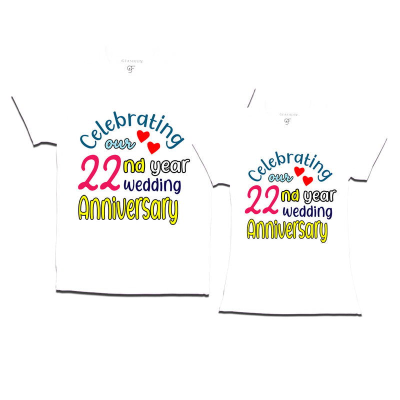 celebrating our 22nd year wedding anniversary couple t-shirts