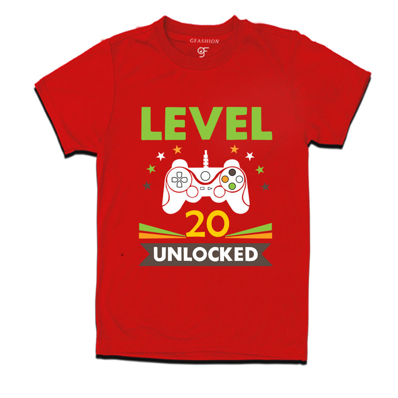 Level 20 Unlocked gamer t-shirts for 20 year old birthday