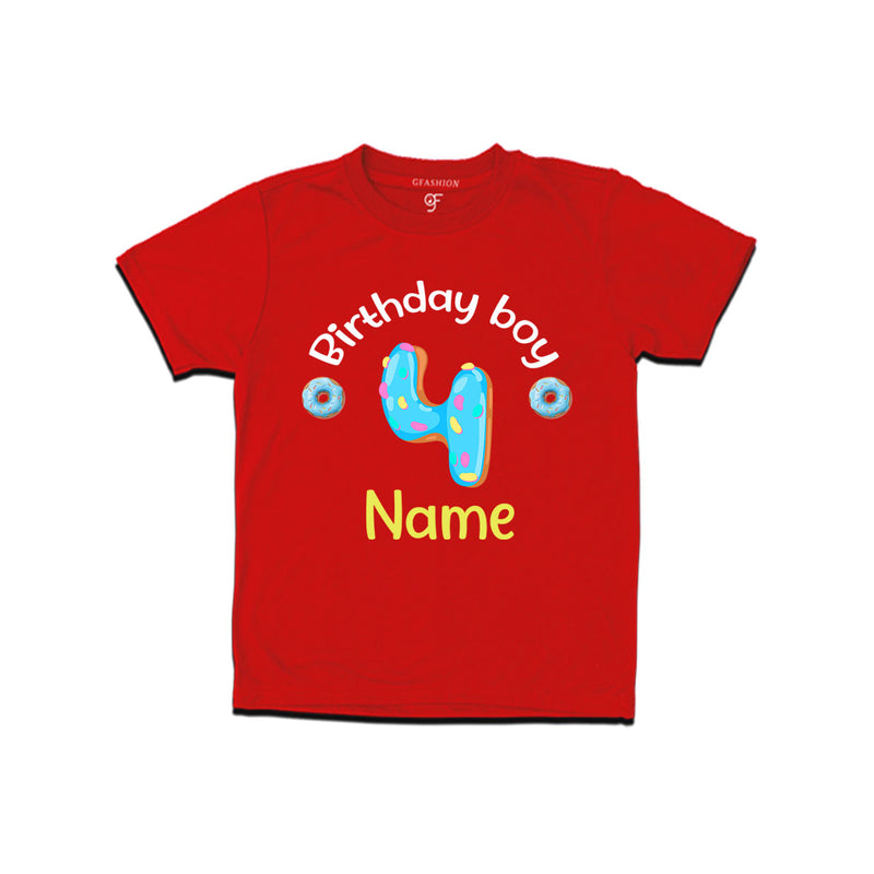 Donut Birthday boy t shirts with name customized for 4th birthday