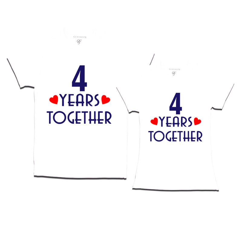 4 years together wedding anniversary couple t-shirts