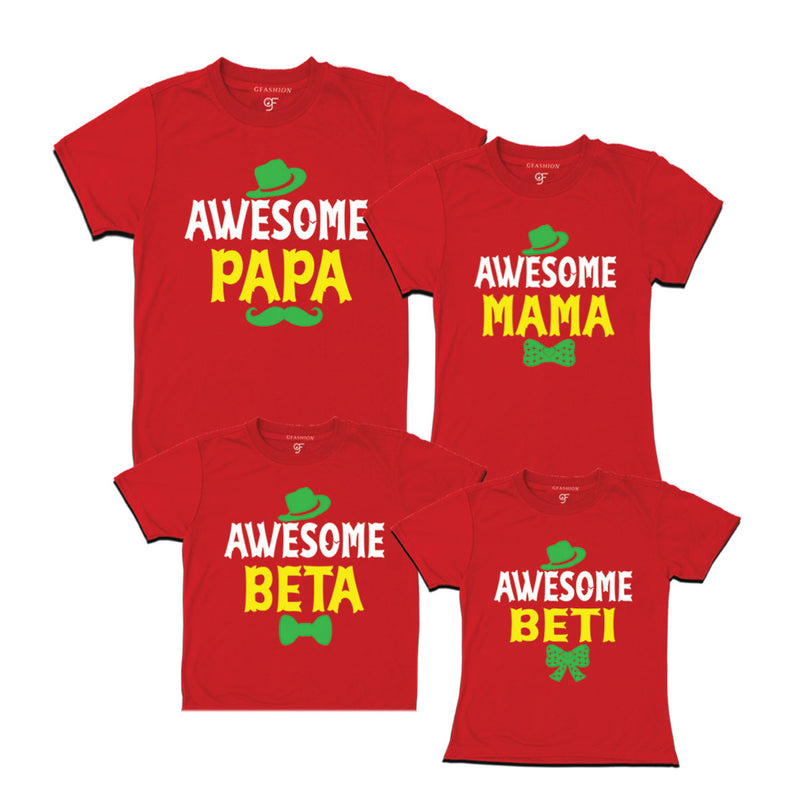 AWESOME PAPA MAMA BETA BETI  FAMILY T SHIRTS