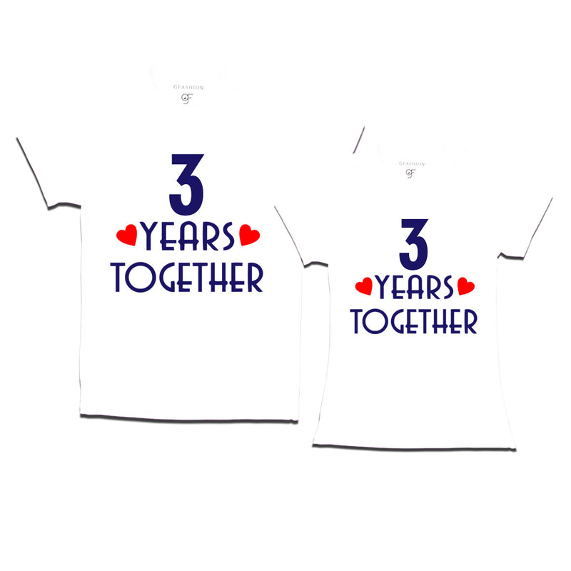 3 years together wedding anniversary couple t-shirts