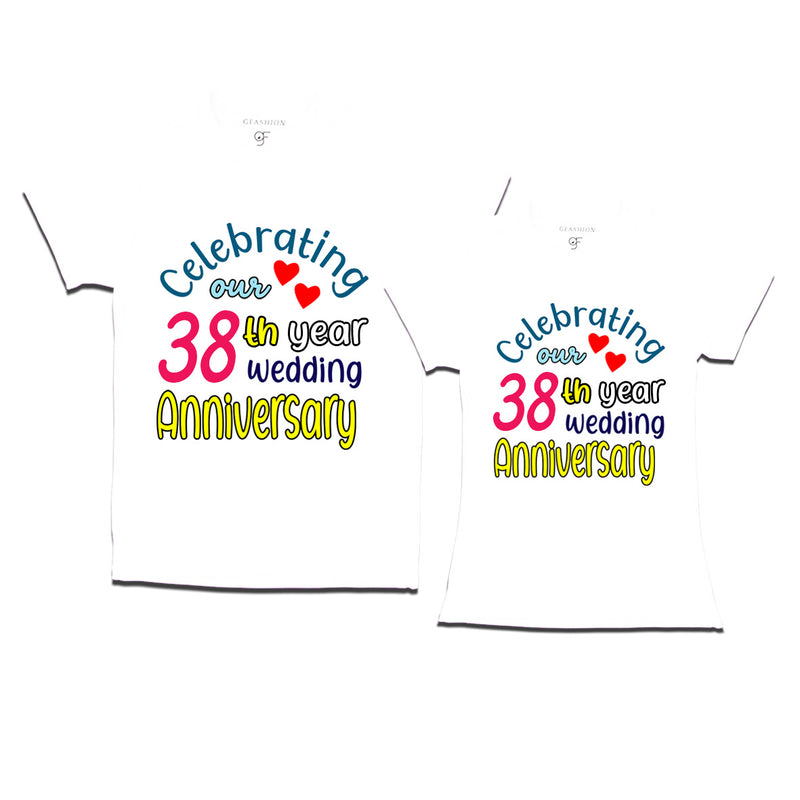 celebrating our 38th year wedding anniversary couple t-shirts