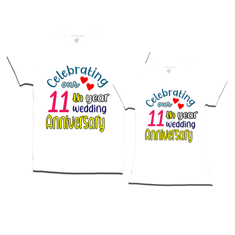 celebrating our 11th year wedding anniversary couple t-shirts