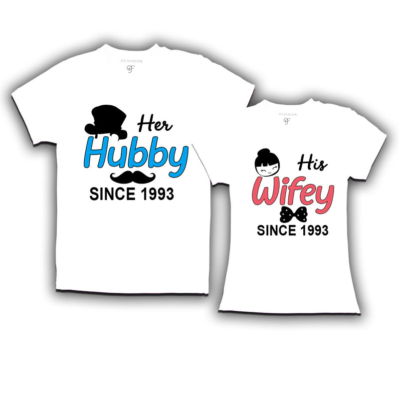 Her Hubby His Wifey since 1993 t shirts for couples