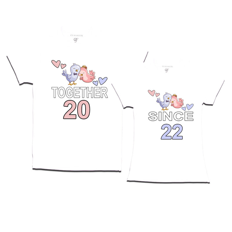 Together since 2022 Couple t-shirts for anniversary with cute love birds