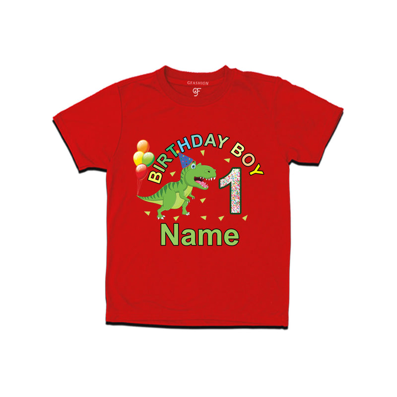 Birthday boy t shirts with dinosaur print and name customized for 1st year