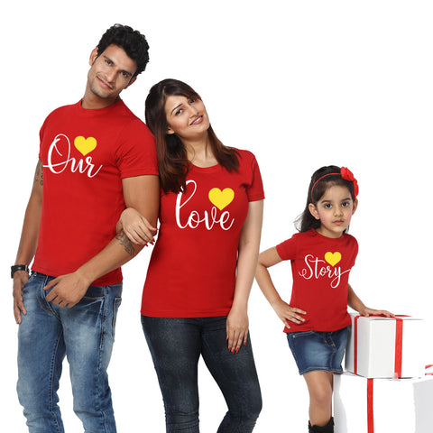 Our love story-couple t shirt with kids family tshirts
