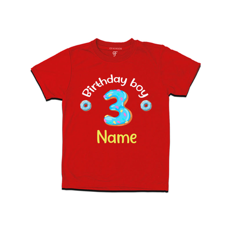 Donut Birthday boy t shirts with name customized for 3rd birthday