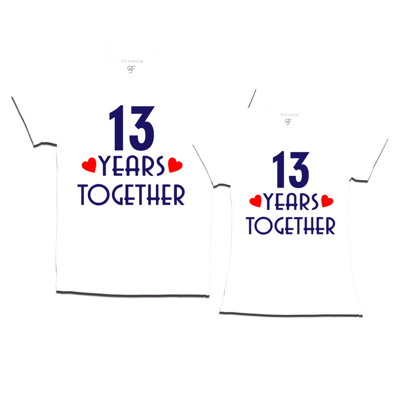 13 years together wedding anniversary couple t-shirts