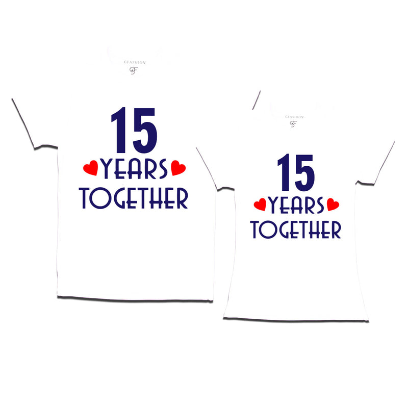 15 years together wedding anniversary couple t-shirts