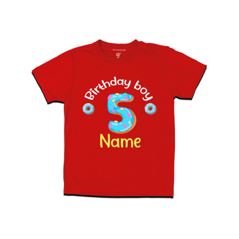 Donut Birthday boy t shirts with name customized for 5th birthday