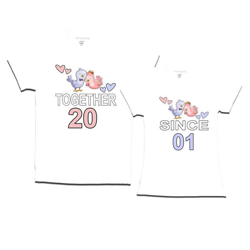 Together since 2001 Couple t-shirts for anniversary with cute love birds