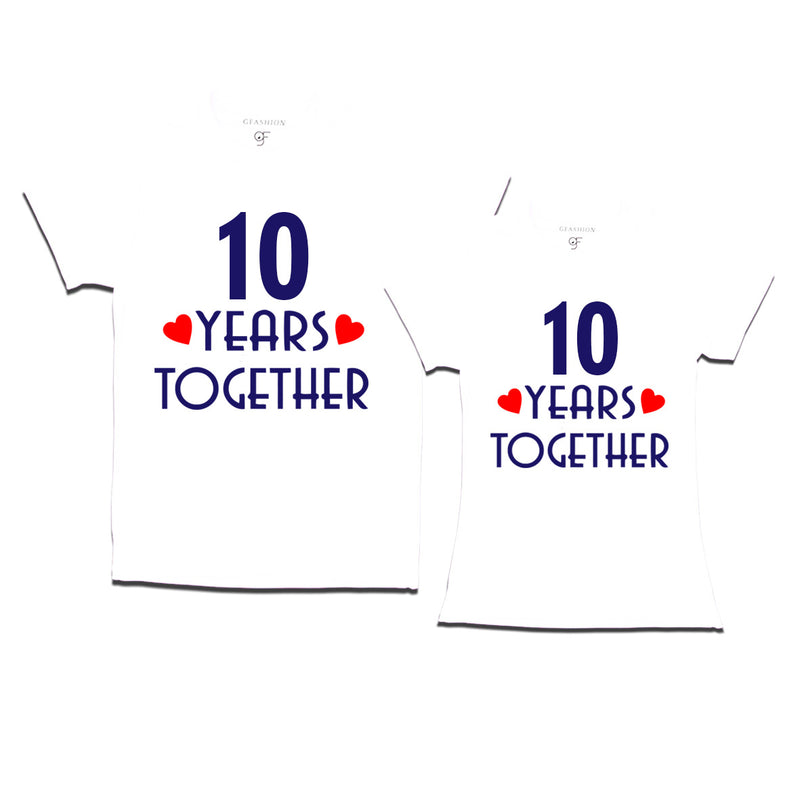 10 years together wedding anniversary couple t-shirts