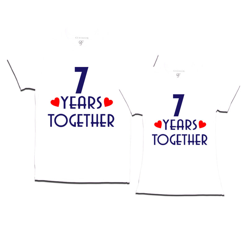 7 years together wedding anniversary couple t-shirts