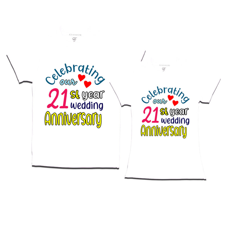 celebrating our 21st year wedding anniversary couple t-shirts