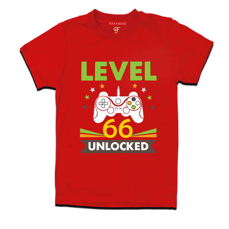 Level 66 Unlocked gamer t-shirts for 66 year old birthday