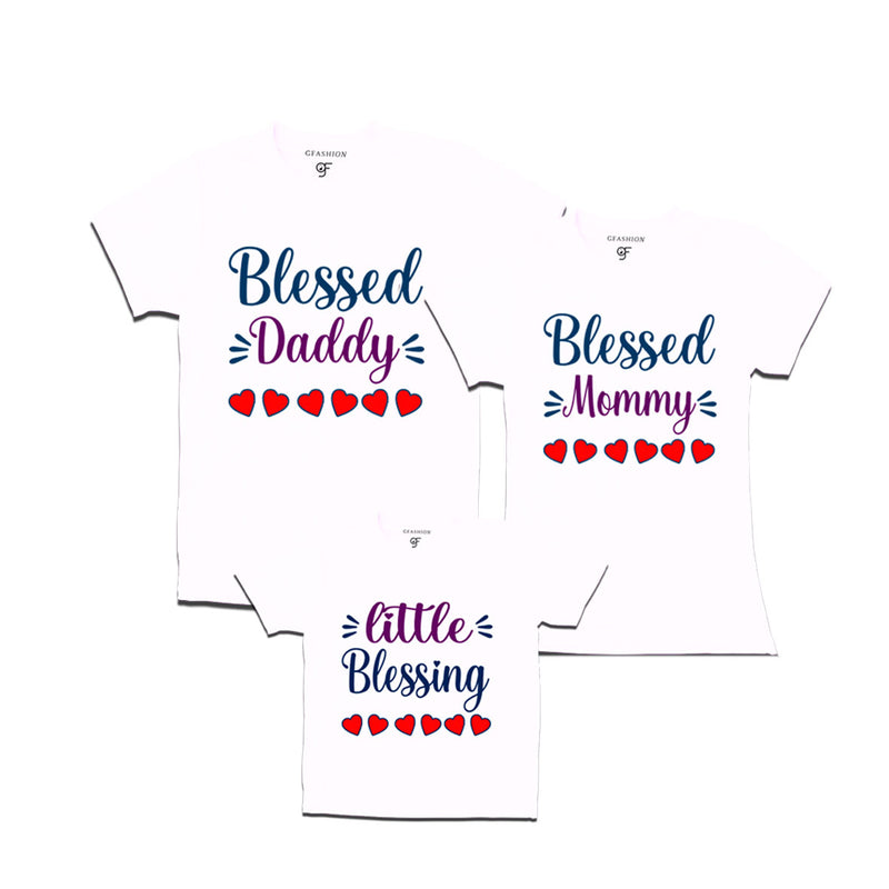 BLESSED DADDY BLESSED MOMMY AND LITTLE BLESSING FAMILY T SHIRTS