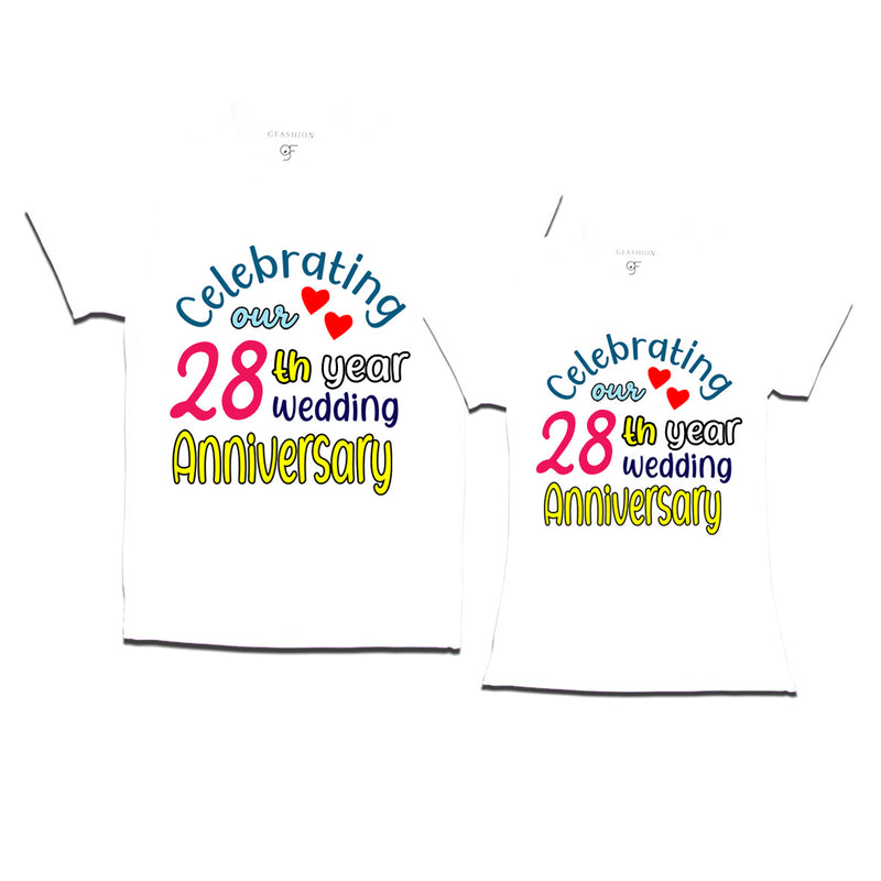 celebrating our 28th year wedding anniversary couple t-shirts