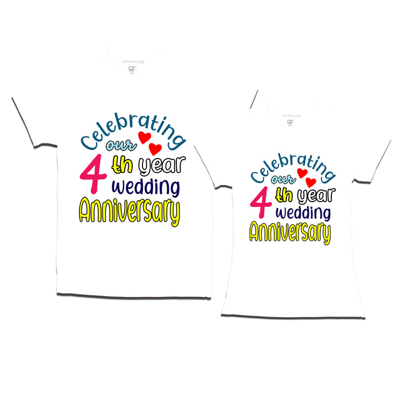 celebrating our 4th year wedding anniversary couple t-shirts