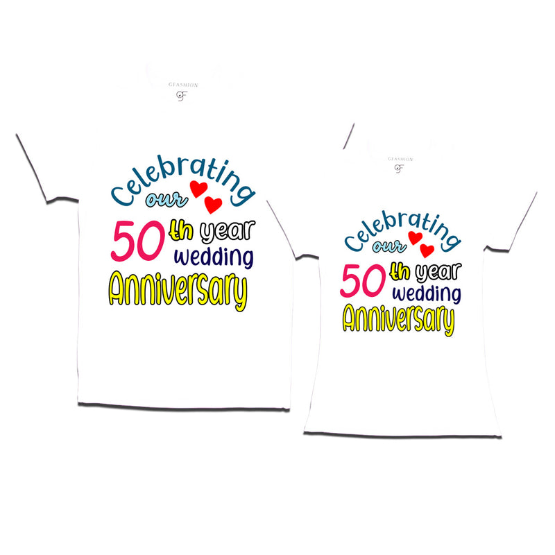 celebrating our 50th year wedding anniversary couple t-shirts