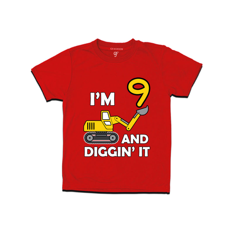 I'm 9 and Digging It Birthday t shirts for boys and girls