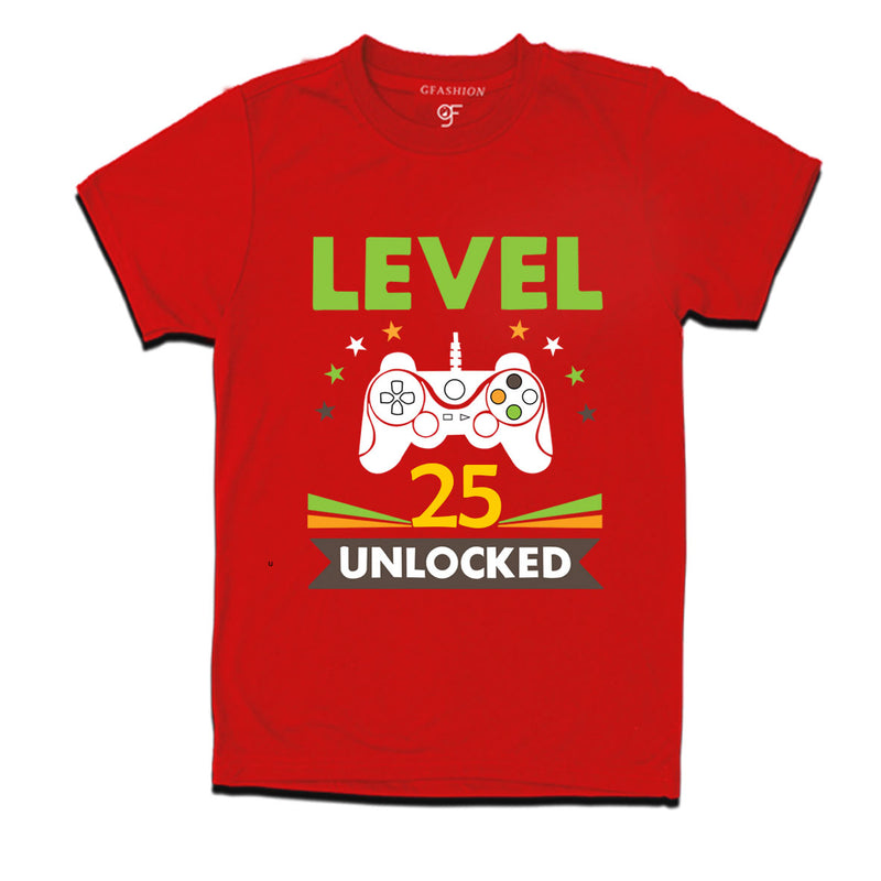 Level 25 Unlocked gamer t-shirts for 25 year old birthday
