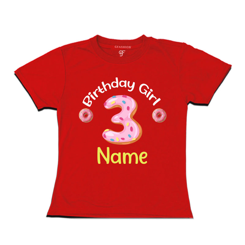 Donut Birthday girl t shirts with name customized for 3rd birthday