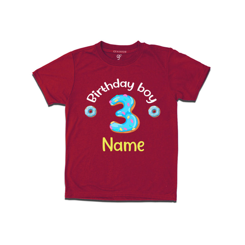 Donut Birthday boy t shirts with name customized for 3rd birthday