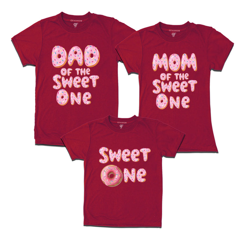 Birthday Family T shirts for sweet one's dad and mom with Pink donut theme