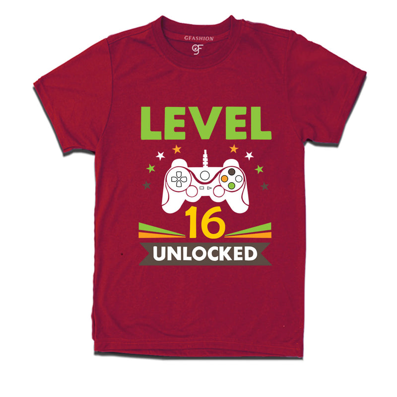 Level 16 Unlocked gamer t-shirts for 16 year old birthday