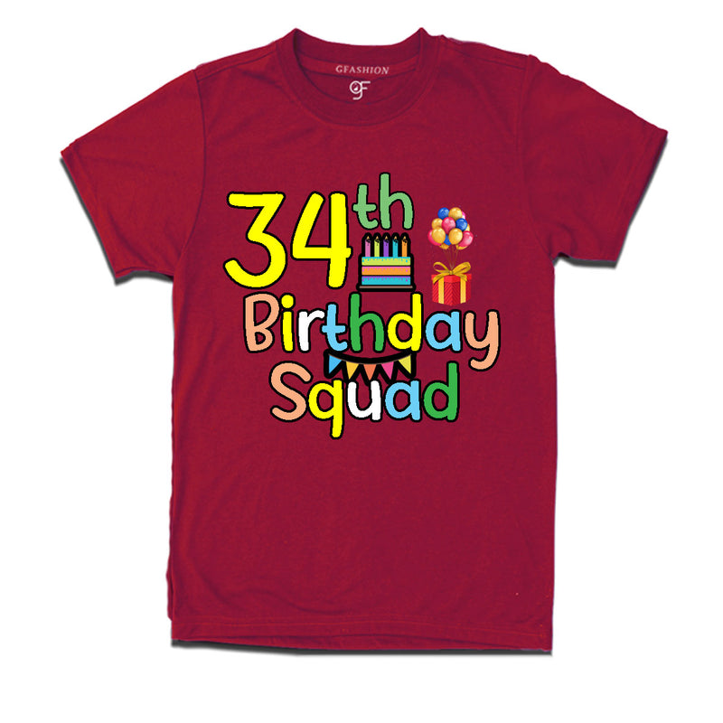 34th birthday squad t shirts