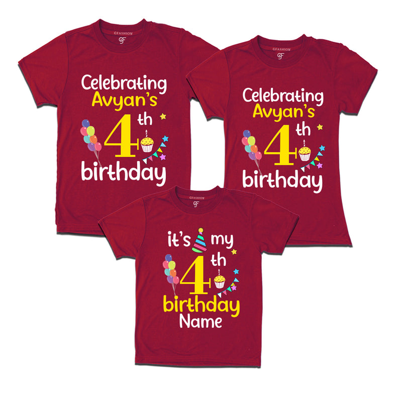 4th birthday name customized t shirts with family