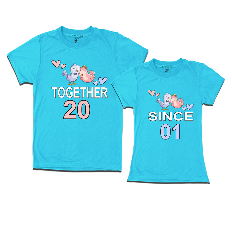 Together since 2001 Couple t-shirts for anniversary with cute love birds