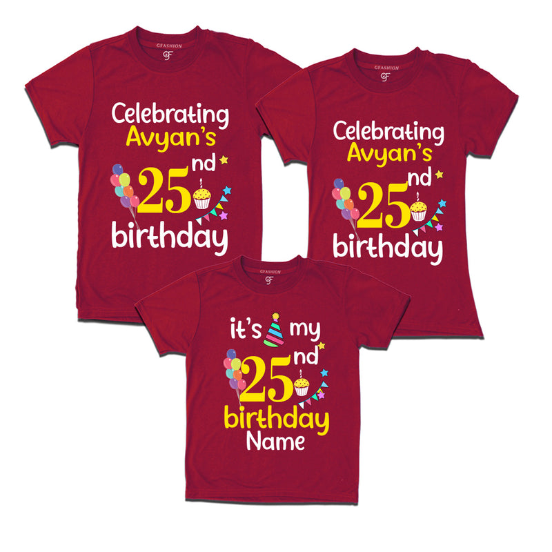 25th birthday name customized t shirts with family