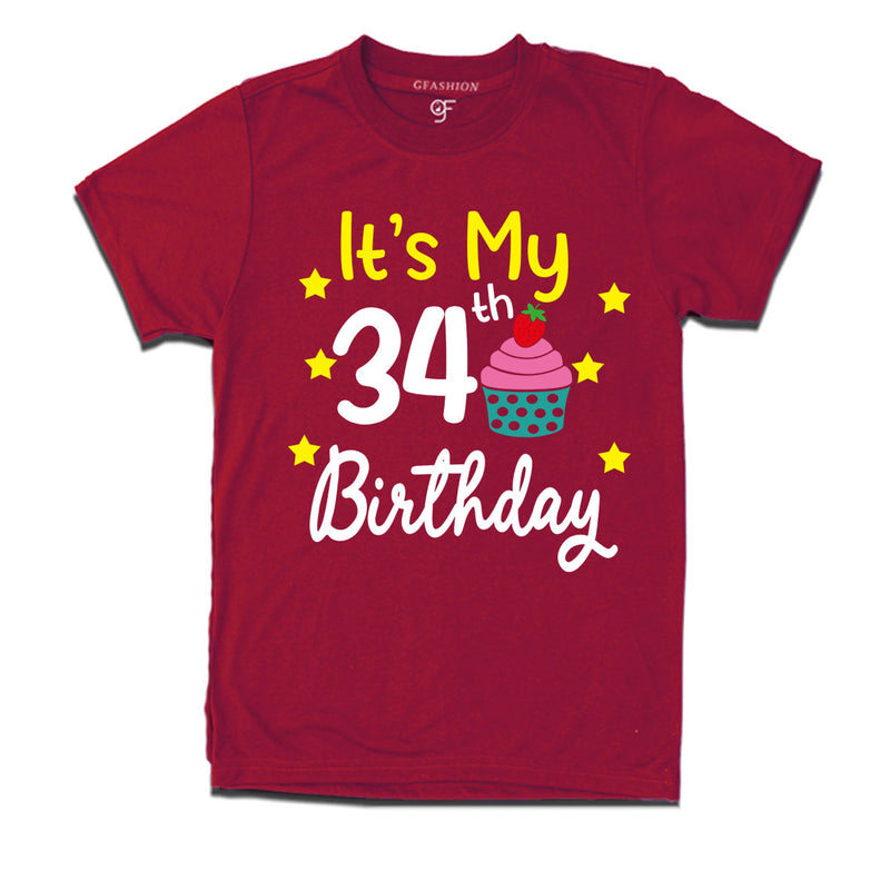 it's my 34th birthday tshirts for  men's and women's