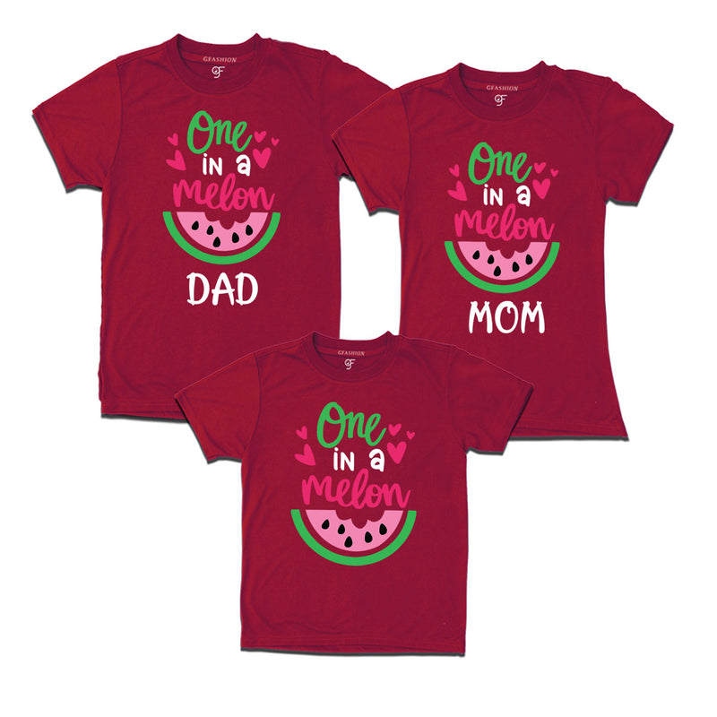 ONE IN A MELON DAD MOM AND KID BIRTHDAY T-SHIRTS FOR FAMILY