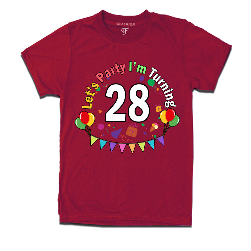 Let's party i'm turning 28 festive birthday t shirts
