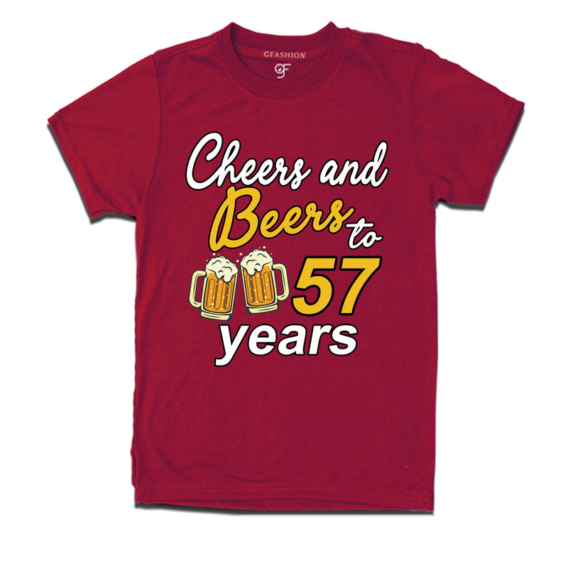 Cheers and beers to 57 years funny birthday party t shirts