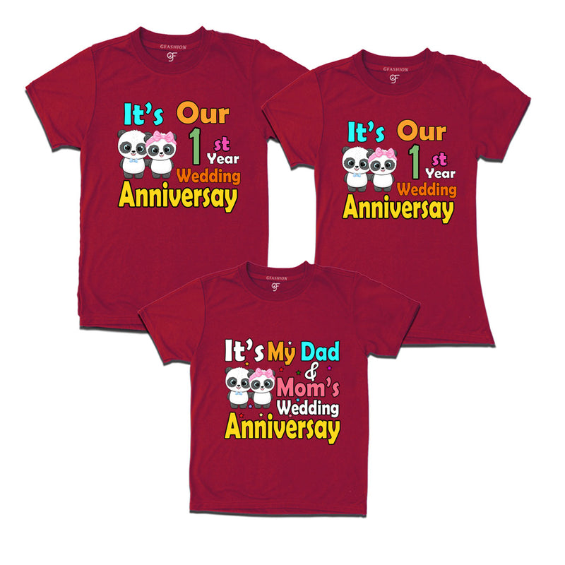 It's our 1st year wedding anniversary family tshirts.