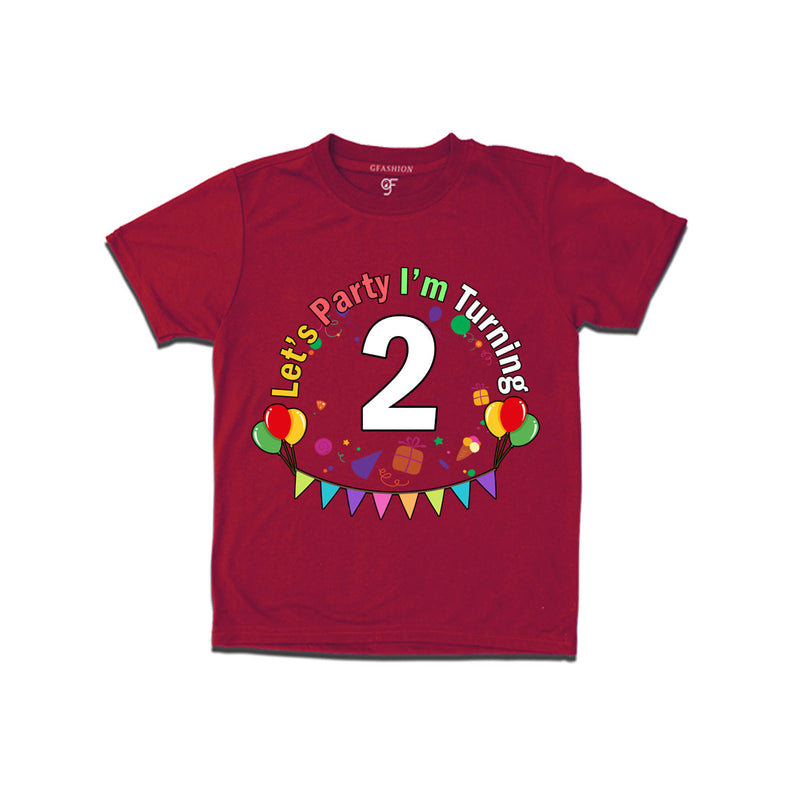 Let's party i'm turning 2 festive birthday t shirts