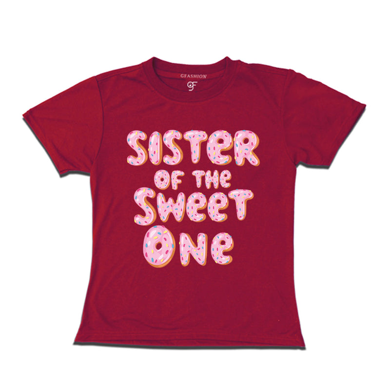 Sister of the sweet one Pink donut girls t shirts