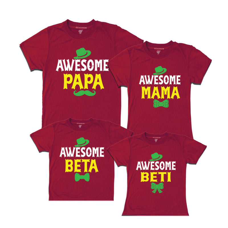 AWESOME PAPA MAMA BETA BETI  FAMILY T SHIRTS