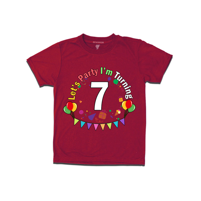 Let's party i'm turning 7 festive birthday t shirts