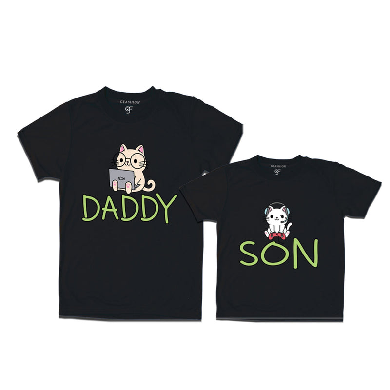 DADDY SON CUTE CATS MATCHING FAMILY T SHIRTS