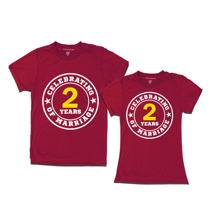 Celebrating 2 years of marriage couple t shirts