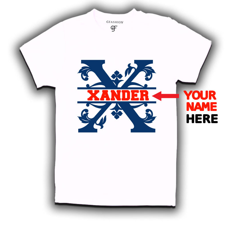 Initial X with name t shirts for kids and adults