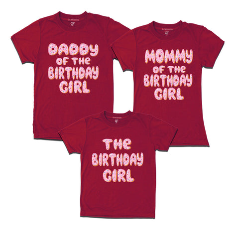 Pink donut Birthday t-shirts for family