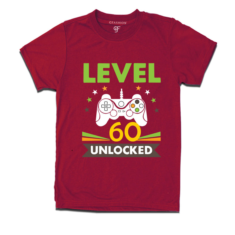 Level 60 Unlocked gamer t-shirts for 60 year old birthday