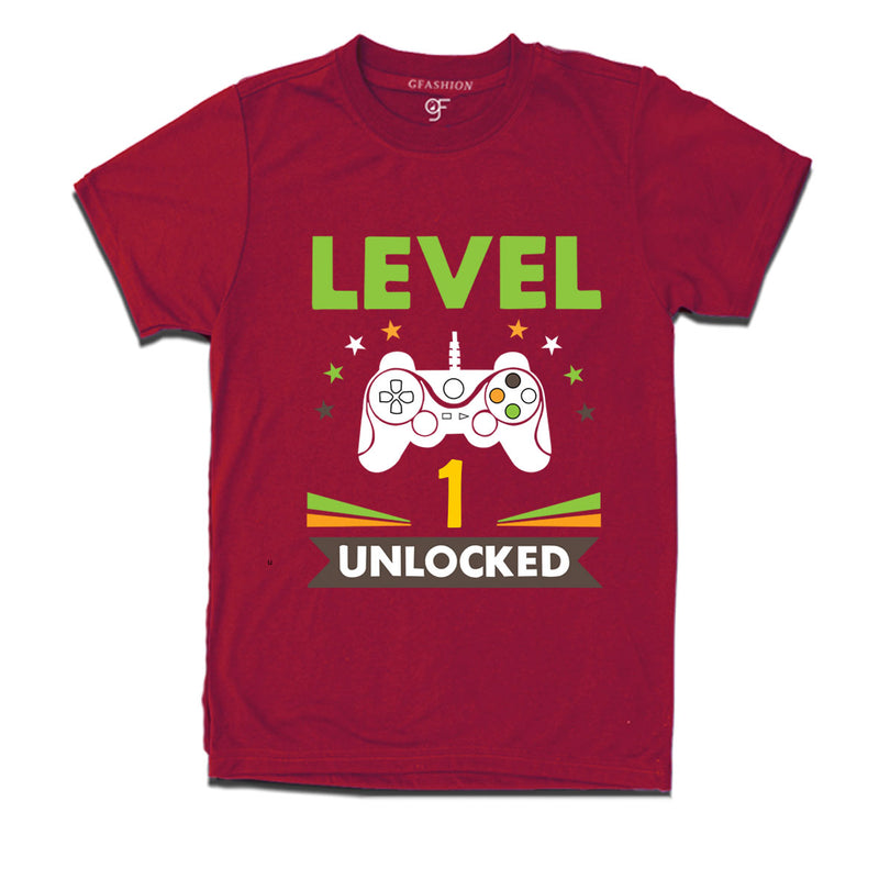 Level 1 Unlocked gamer t-shirts for 1 year old birthday